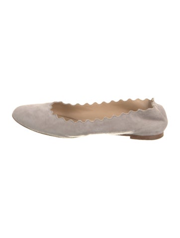 Chloé Flats Suede Scalloped Accent Ballet IT 37.5 | 7.5