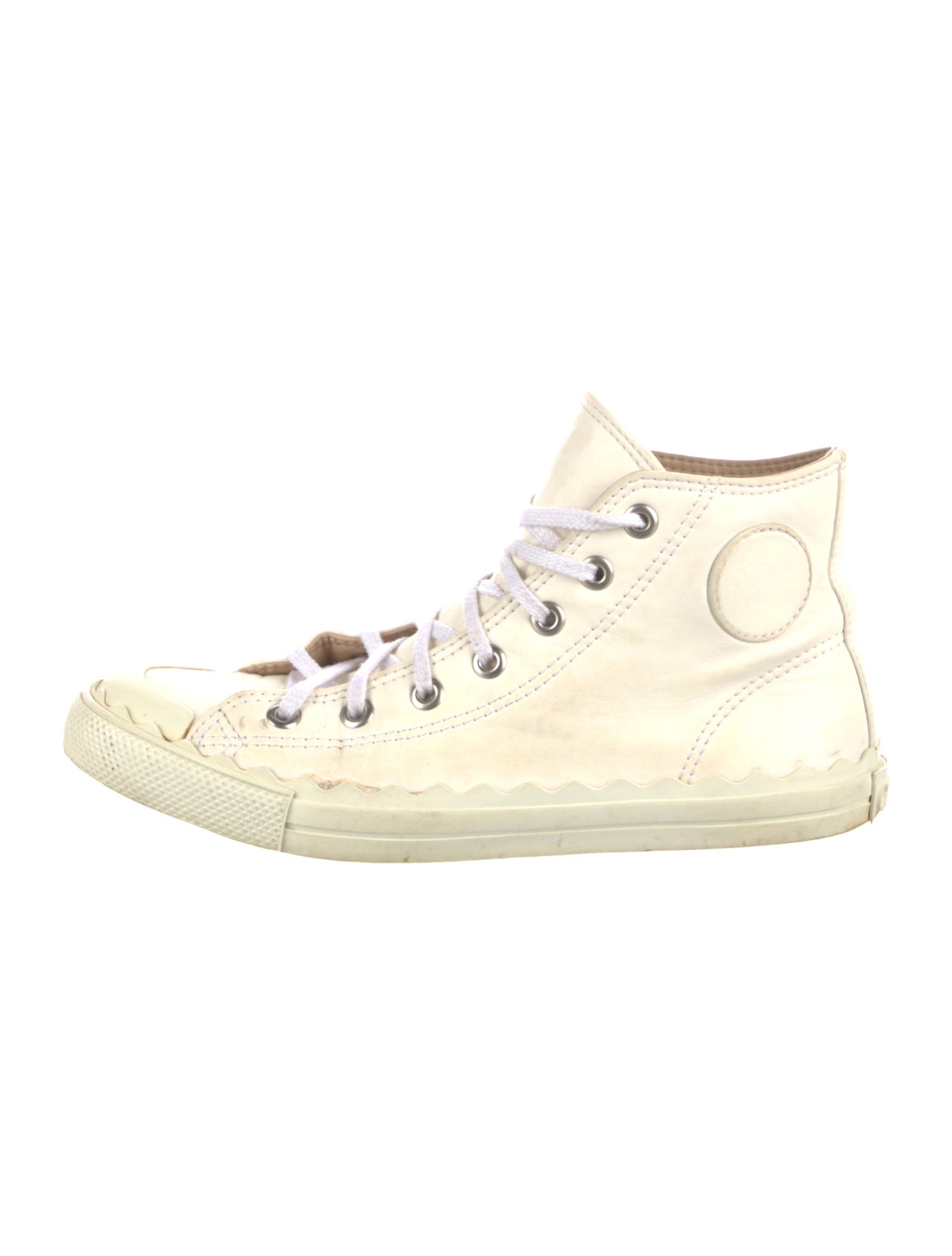 Chloé Leather Scalloped Accent Sneakers