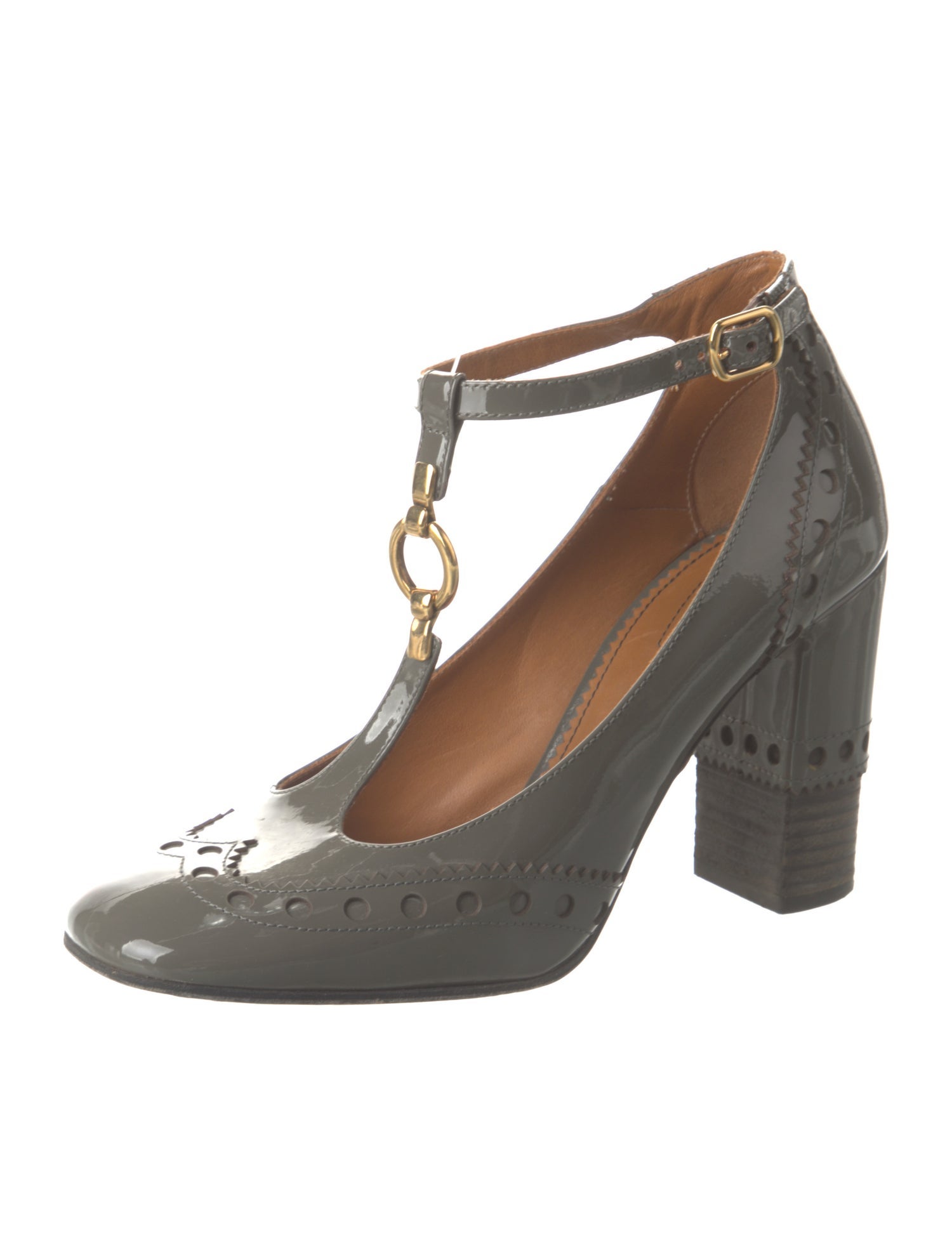 Chloé Patent Leather T-Strap Pumps