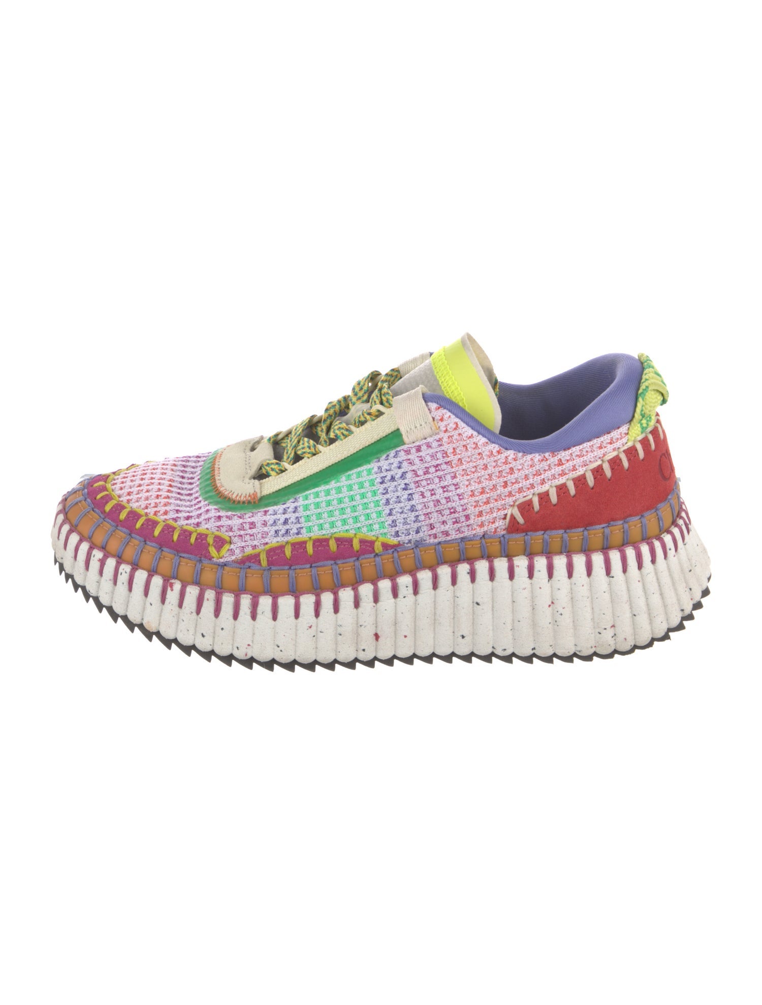 Chloé Colorblock Pattern Whipstitch Trim Sneakers