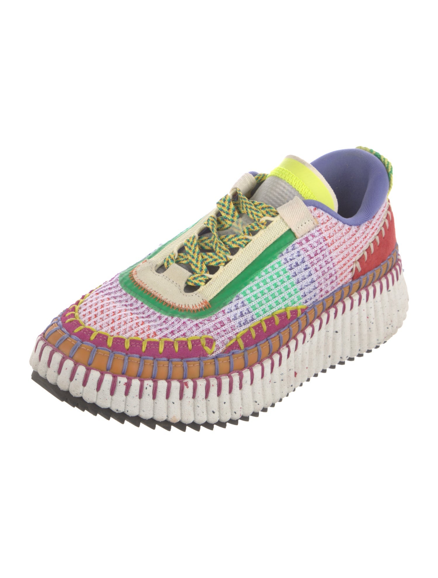 Chloé Colorblock Pattern Whipstitch Trim Sneakers