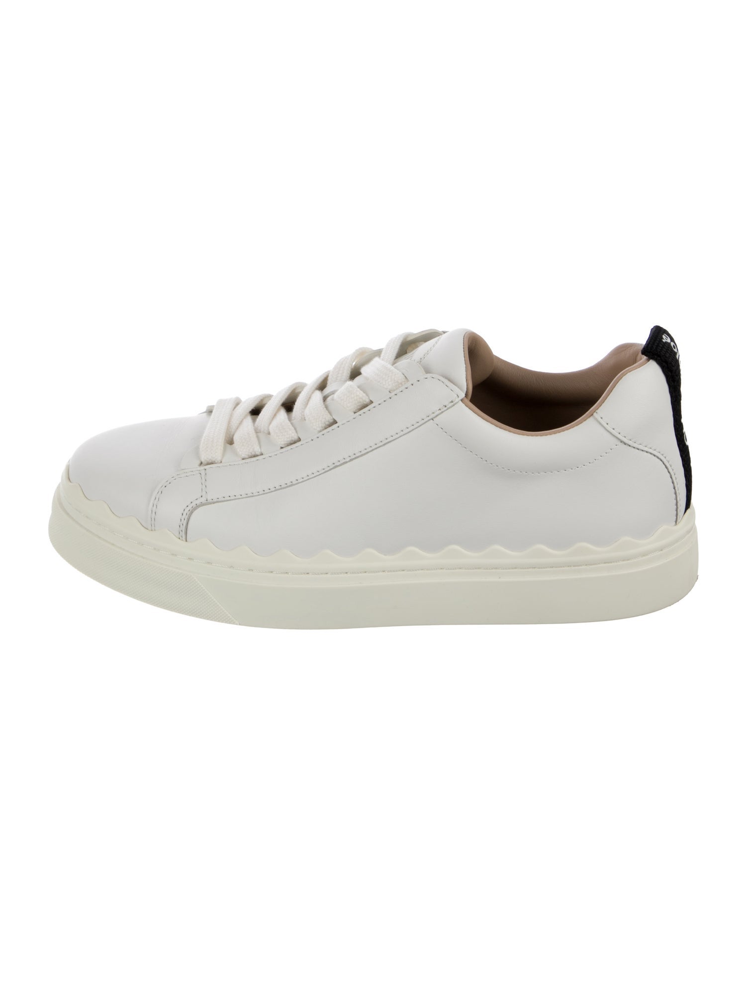 Chloé Leather Scalloped Accent Sneakers