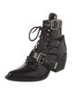 Chloé Patent Leather Cutout Accent Lace-Up Boots