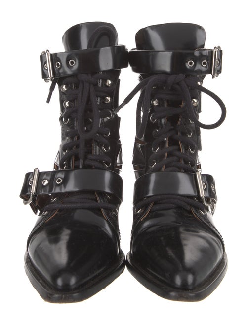 Chloé Patent Leather Cutout Accent Lace-Up Boots