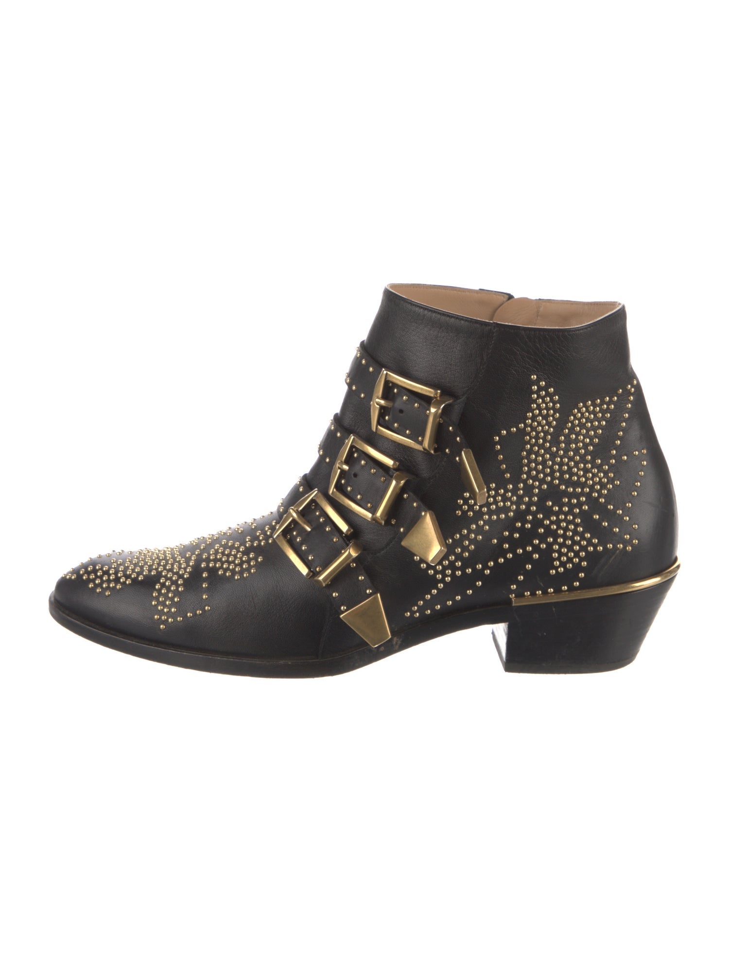 Chloé Leather Studded Accents Western Boots