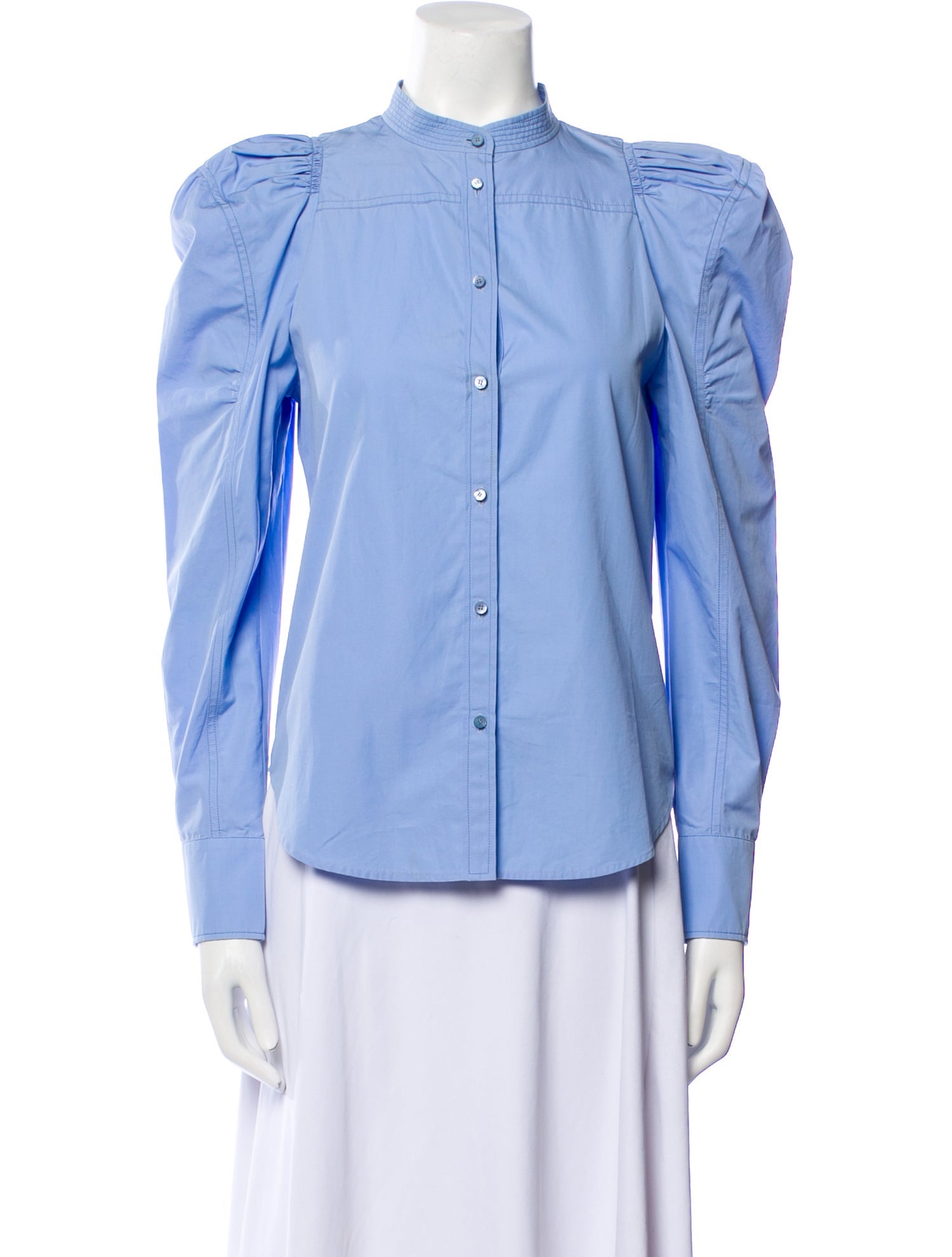 Chloé Mock Neck Long Sleeve Button-Up Top