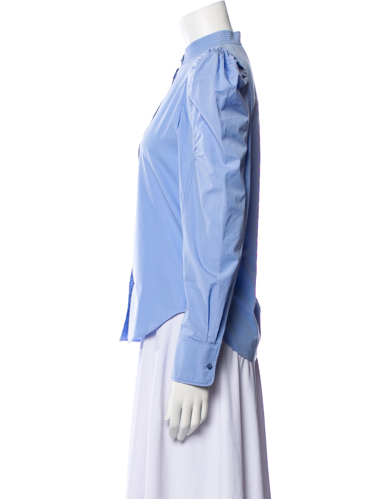 Chloé Mock Neck Long Sleeve Button-Up Top