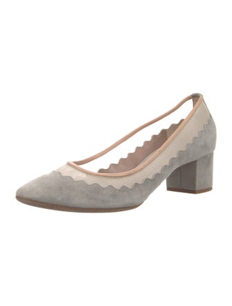 Chloé Suede Mesh Accents Pumps