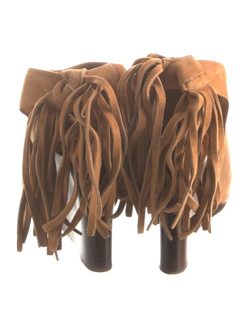 Chloé Suede Fringe Trim Accent Mules