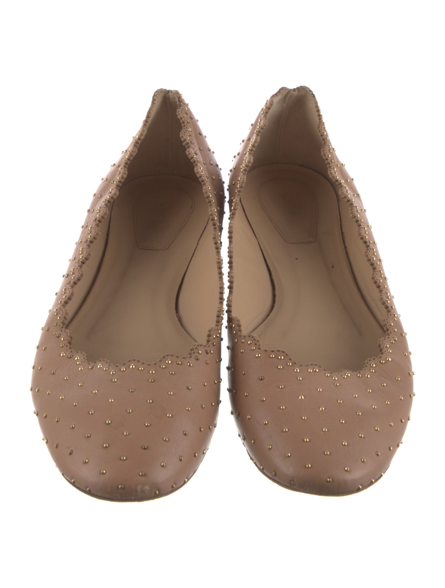 Chloé Leather Studded Accents Ballet Flats