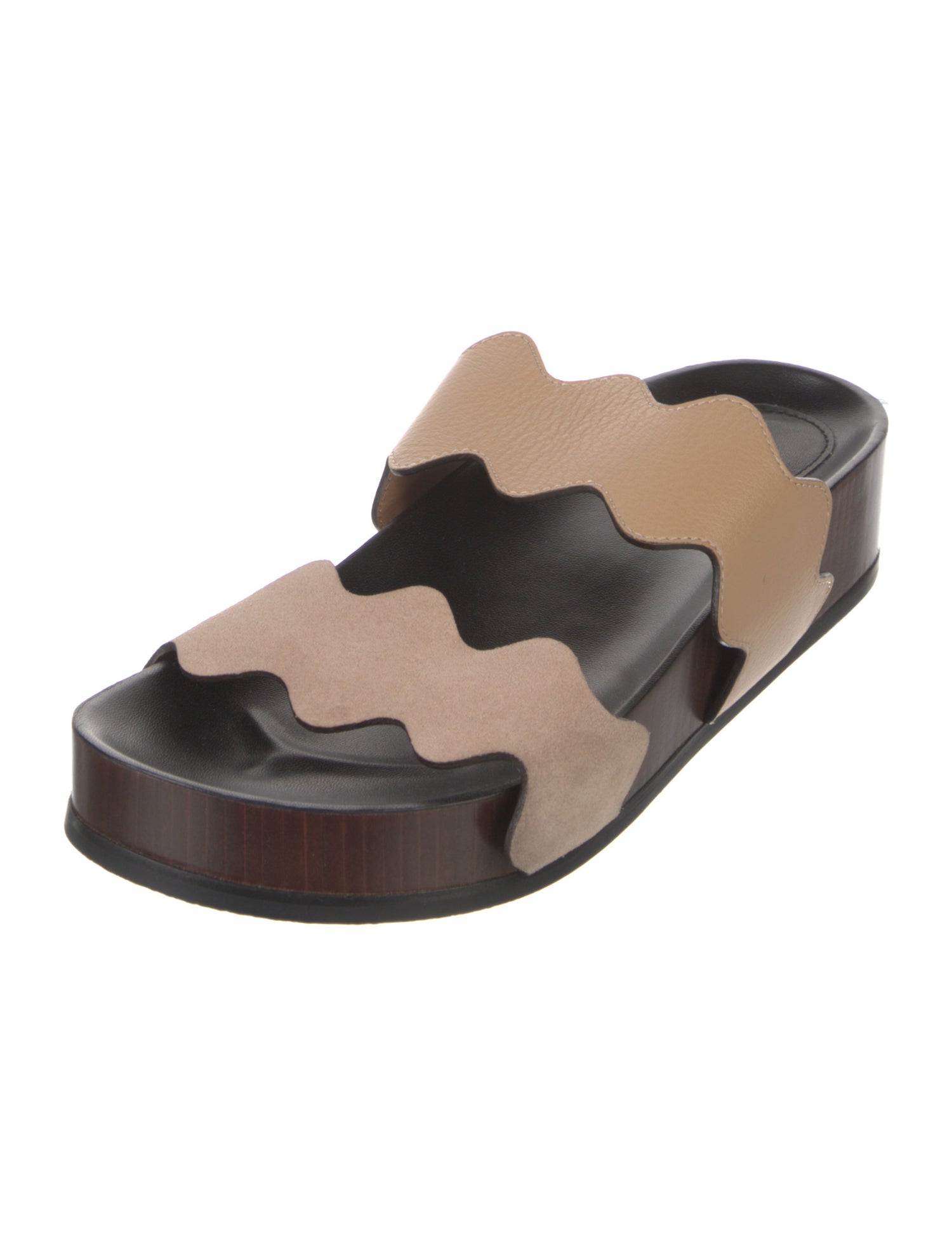 Chloé Leather Scalloped Accent Slides