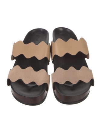 Chloé Leather Scalloped Accent Slides