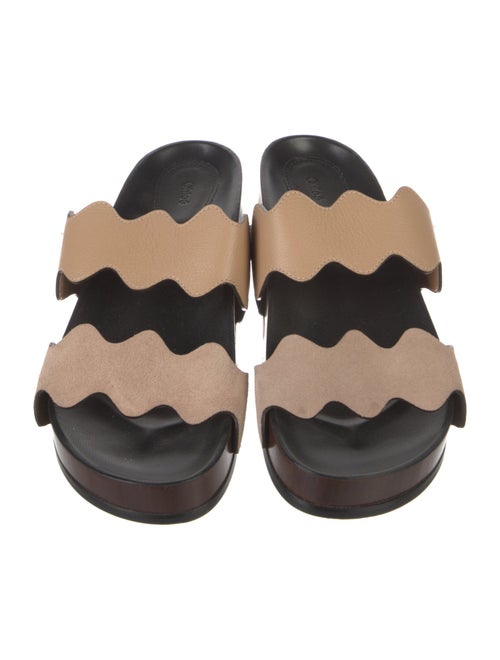 Chloé Leather Scalloped Accent Slides