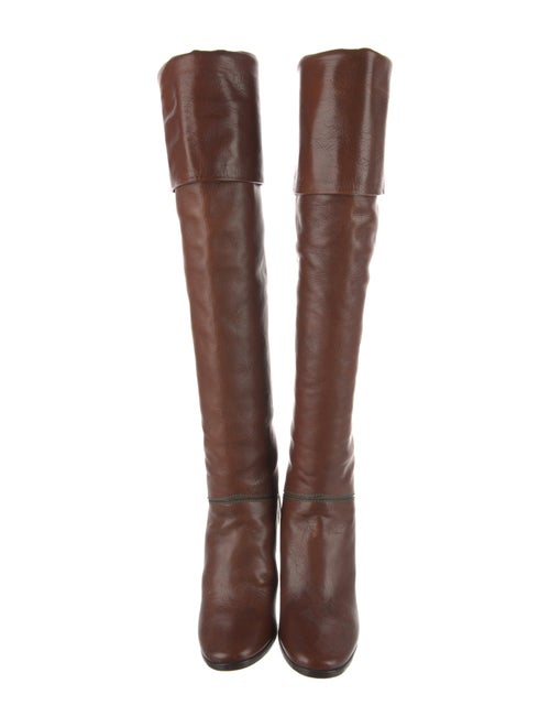 Chloé Leather Whipstitch Trim Boots