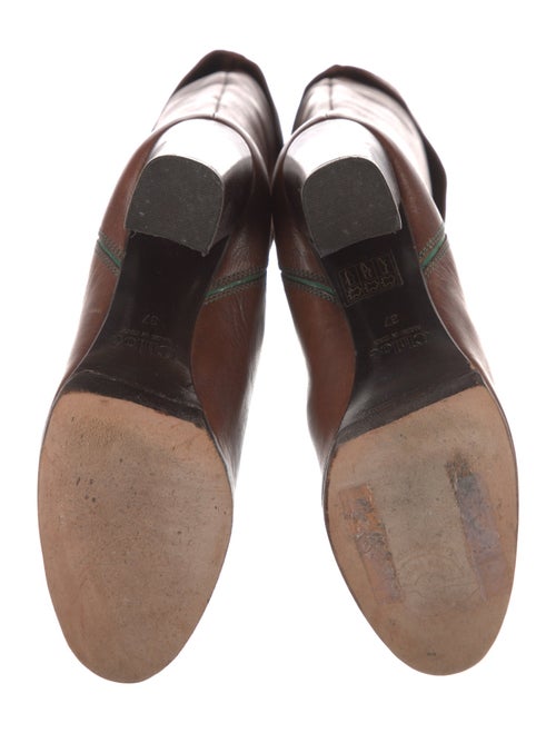 Chloé Leather Whipstitch Trim Boots