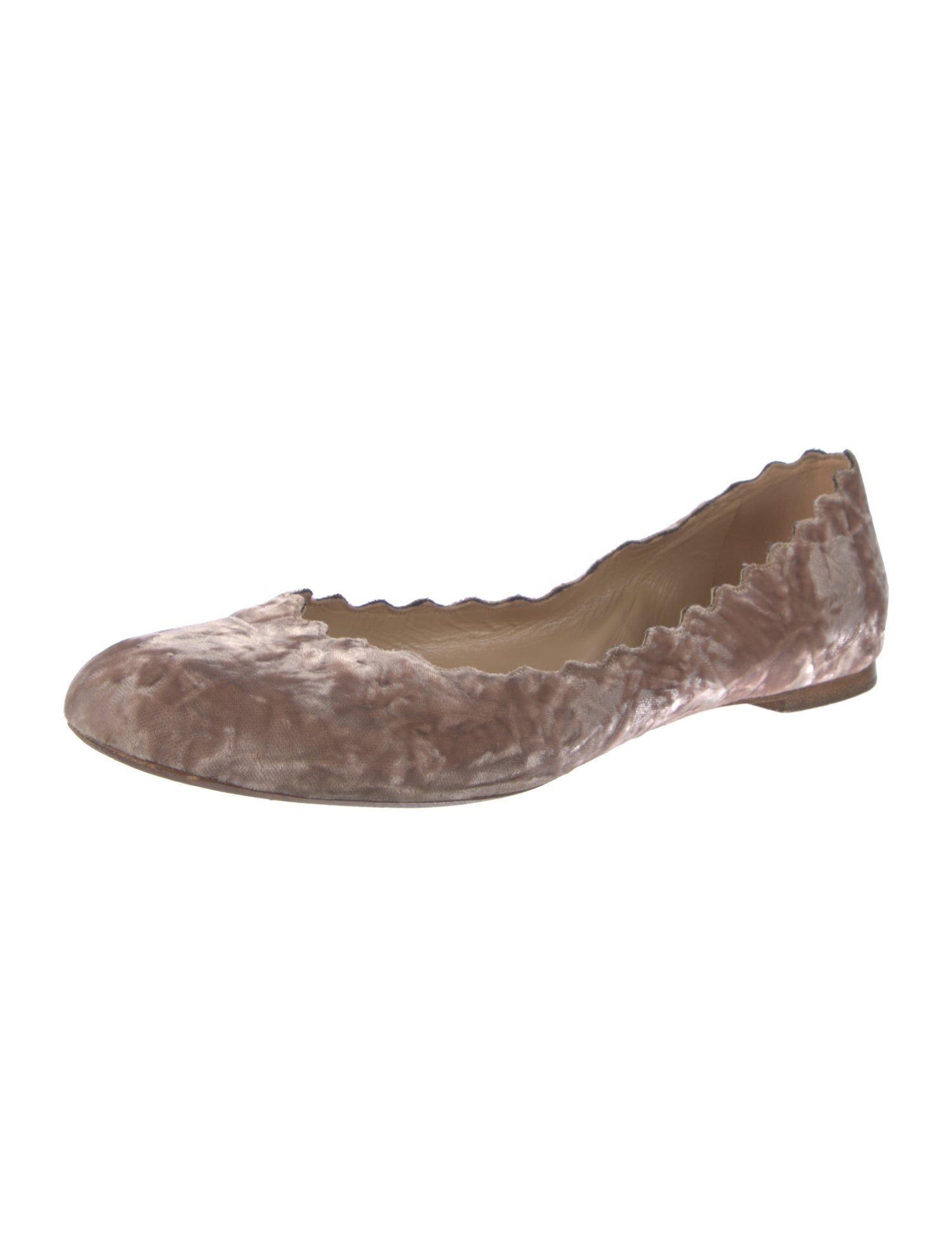 Chloé Velvet Scalloped Accent Ballet Flats