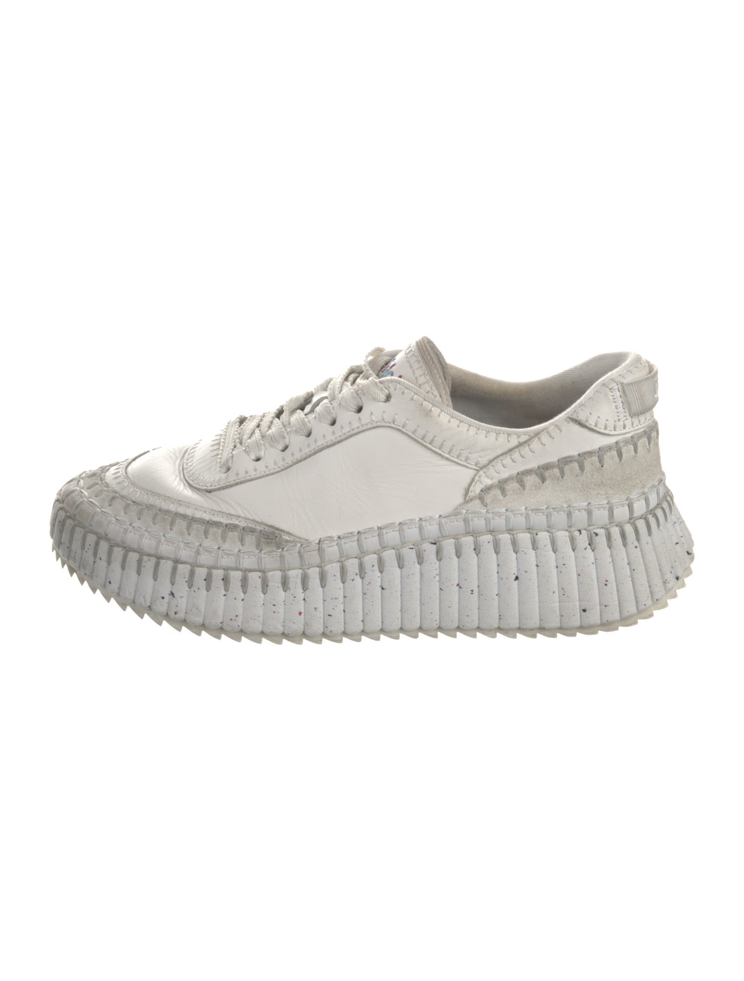 Chloé Leather Whipstitch Trim Sneakers