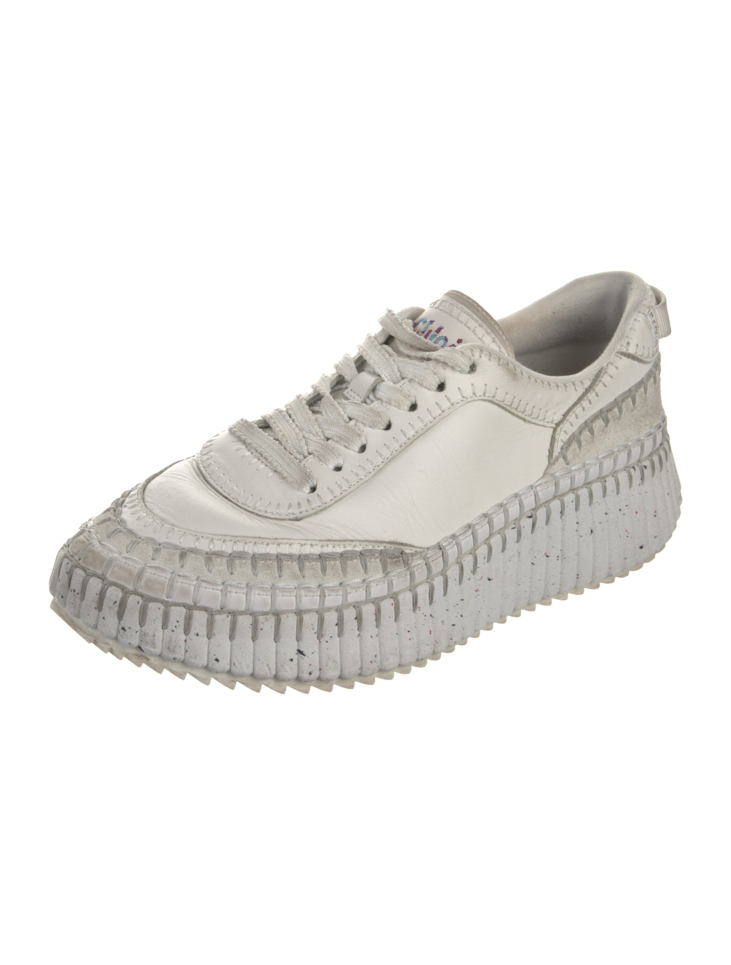 Chloé Leather Whipstitch Trim Sneakers