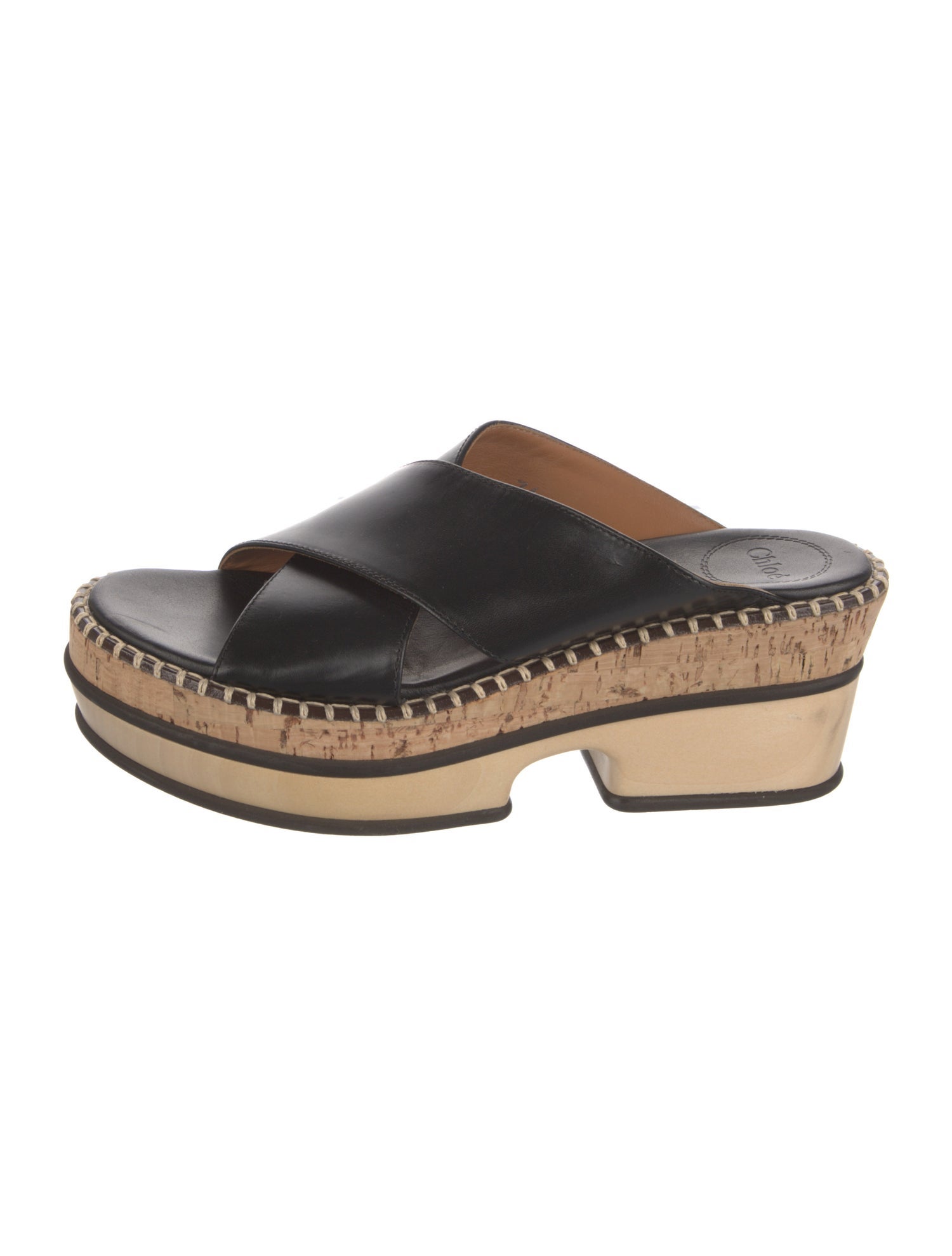 Chloé Leather Colorblock Pattern Slides