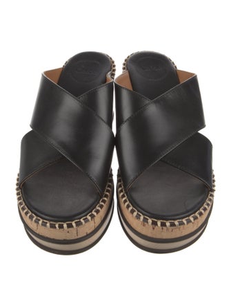 Chloé Leather Colorblock Pattern Slides