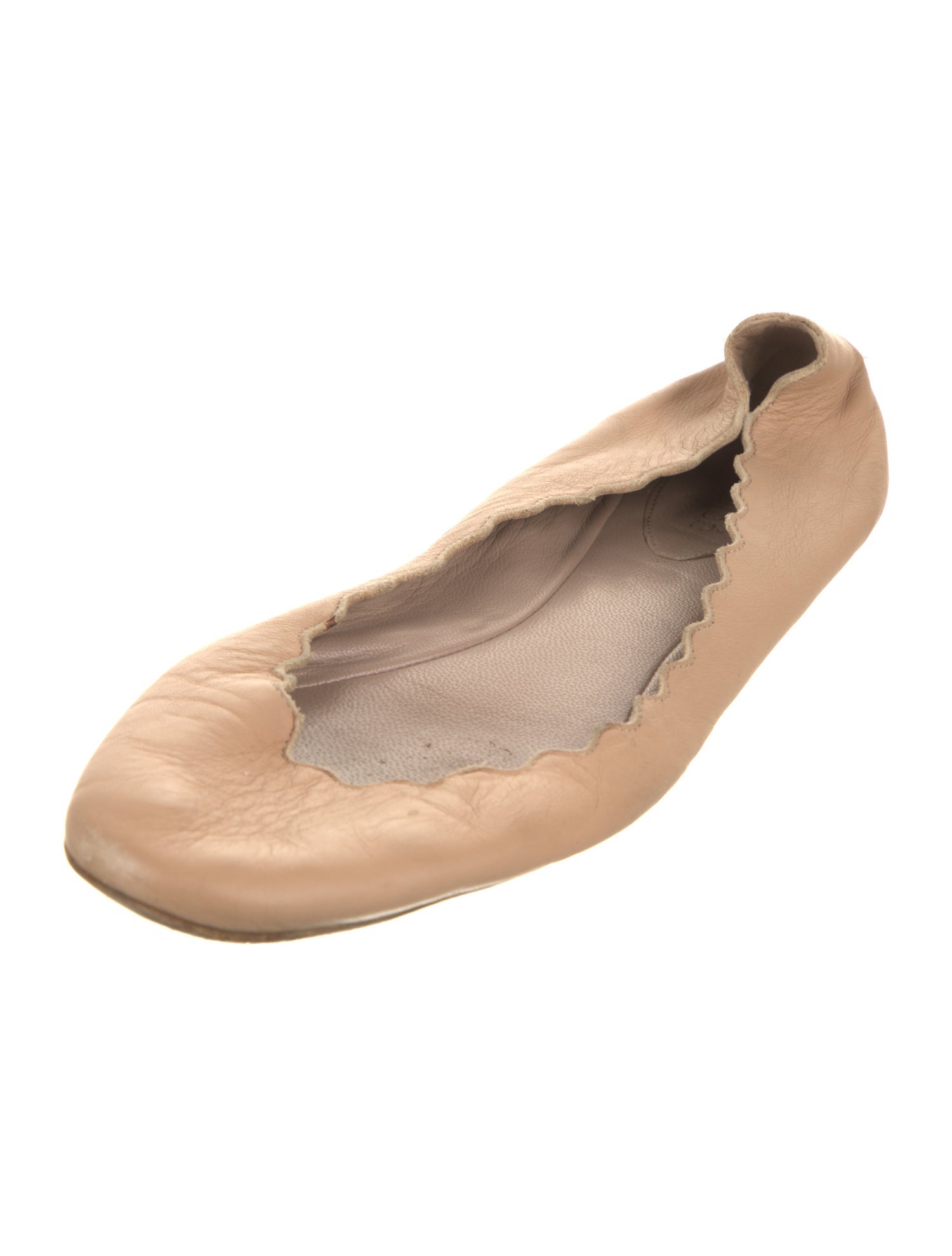 Chloé Leather Scalloped Accent Ballet Flats