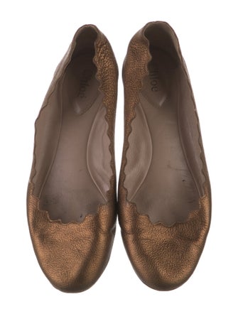 Chloé Leather Scalloped Accent Ballet Flats