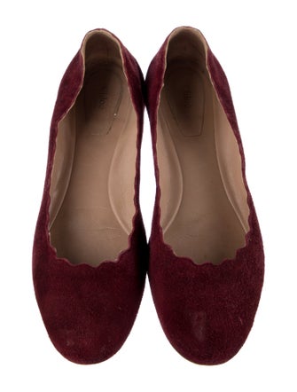 Chloé Suede Scalloped Accent Ballet Flats
