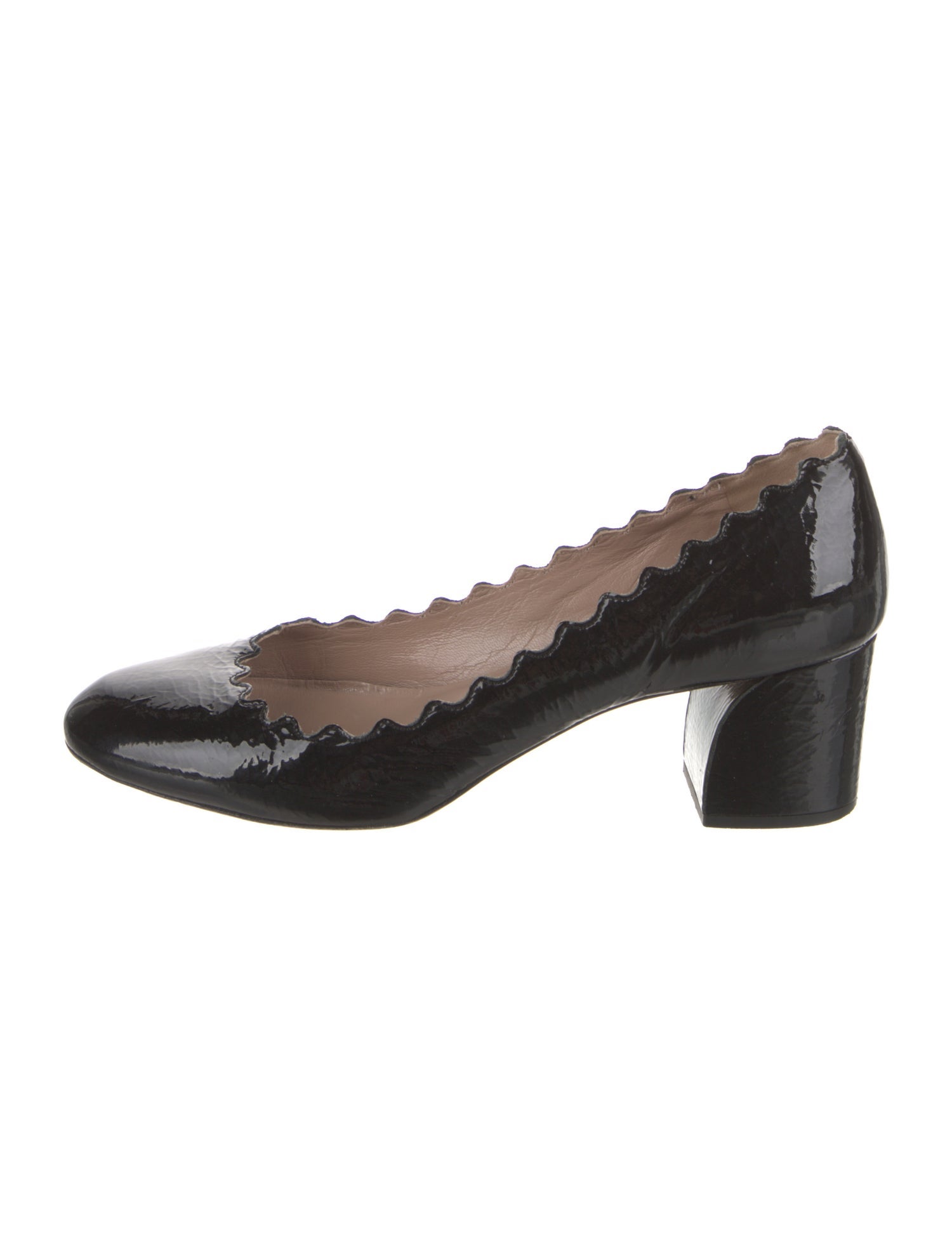 Chloé Patent Leather Scalloped Accent Pumps