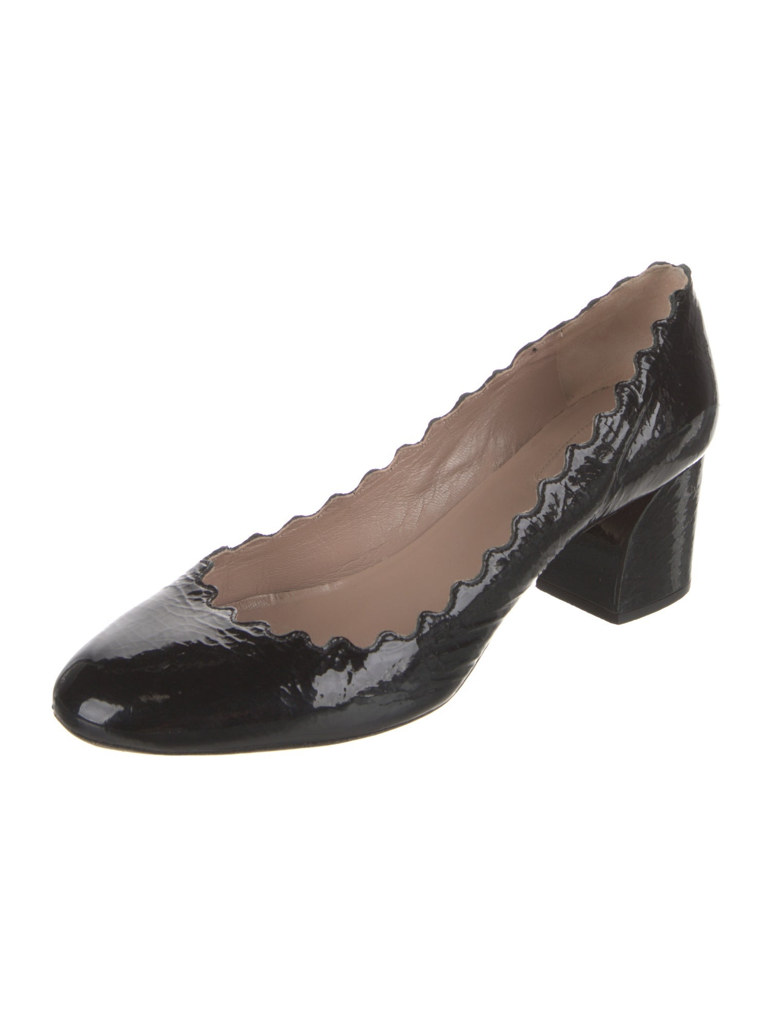 Chloé Patent Leather Scalloped Accent Pumps
