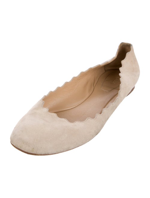 Chloé Suede Scalloped Accent Ballet Flats