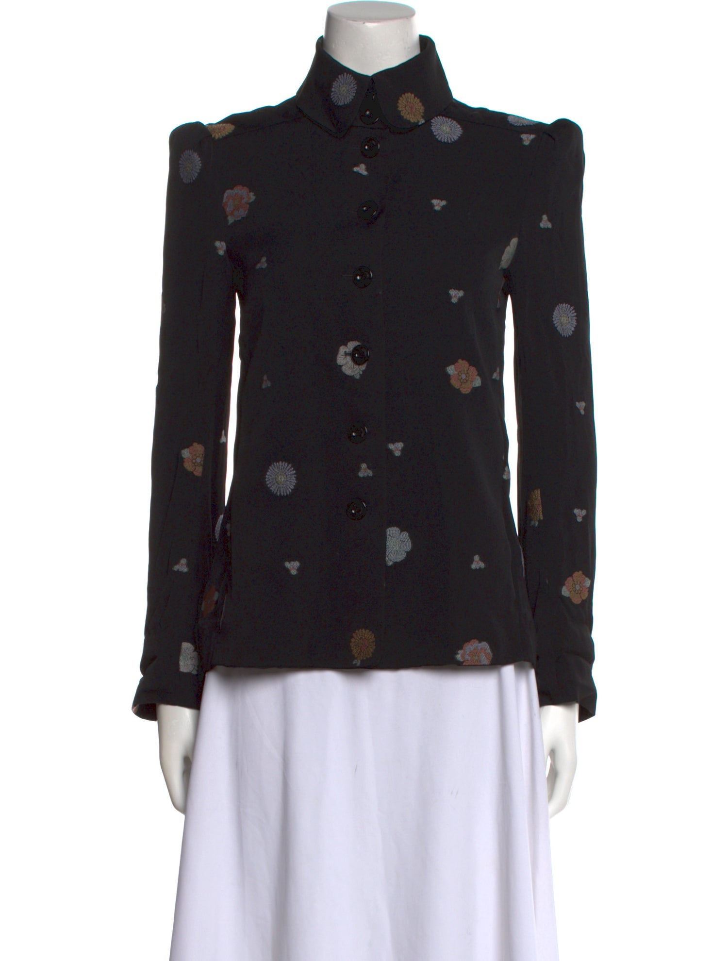 Chloé Printed Long Sleeve Button-Up Top