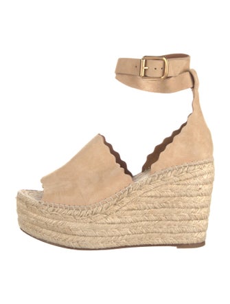 Chloé Suede Scalloped Accent Espadrilles