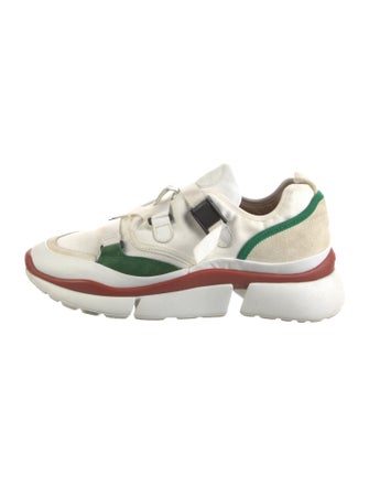 Chloé Leather Colorblock Pattern Sneakers