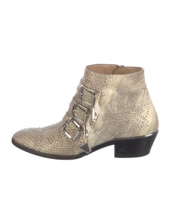 Chloé Leather Studded Accents Lace-Up Boots