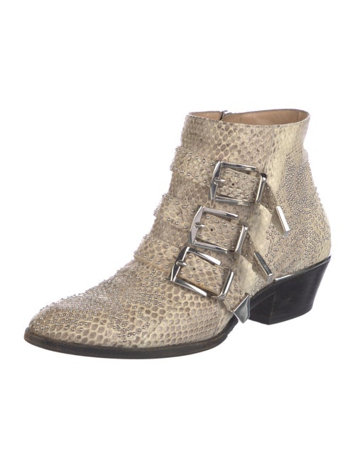 Chloé Leather Studded Accents Lace-Up Boots