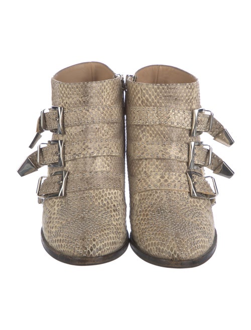 Chloé Leather Studded Accents Lace-Up Boots