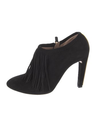 Chloé Suede Fringe Trim Accent Mules