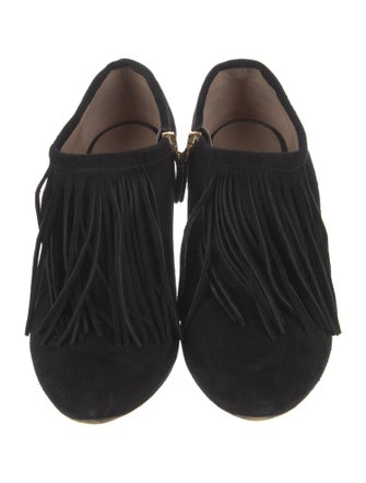 Chloé Suede Fringe Trim Accent Mules