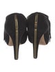 Chloé Suede Fringe Trim Accent Mules