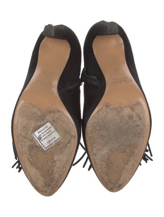 Chloé Suede Fringe Trim Accent Mules