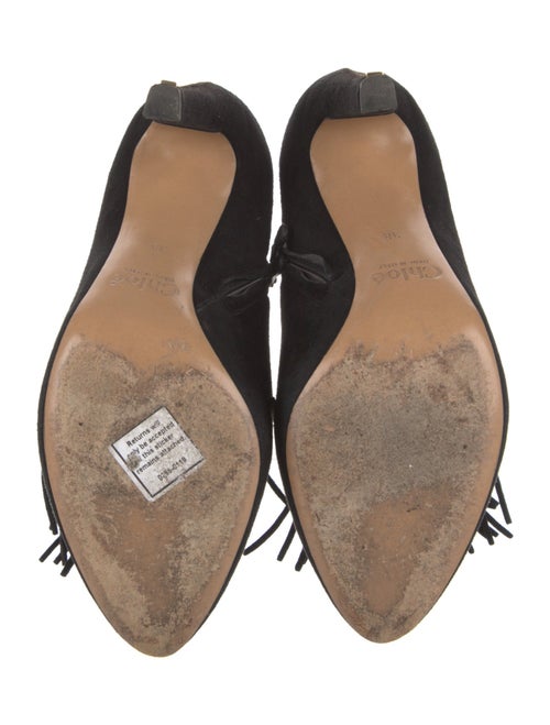 Chloé Suede Fringe Trim Accent Mules