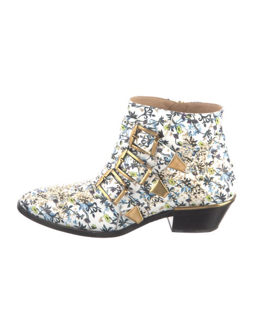 Chloé Leather Floral Print Boots