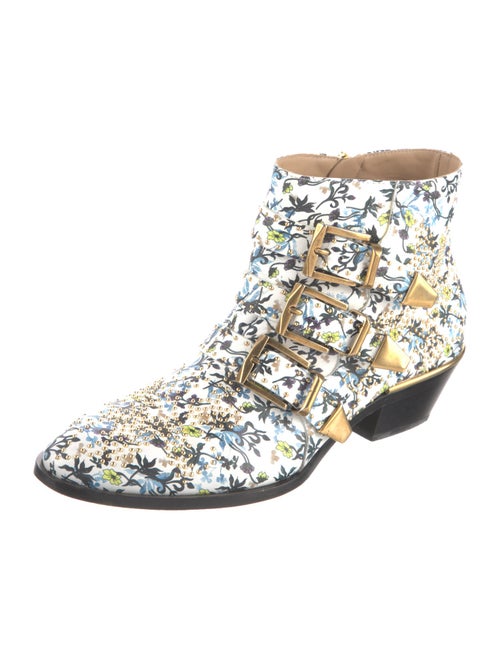 Chloé Leather Floral Print Boots