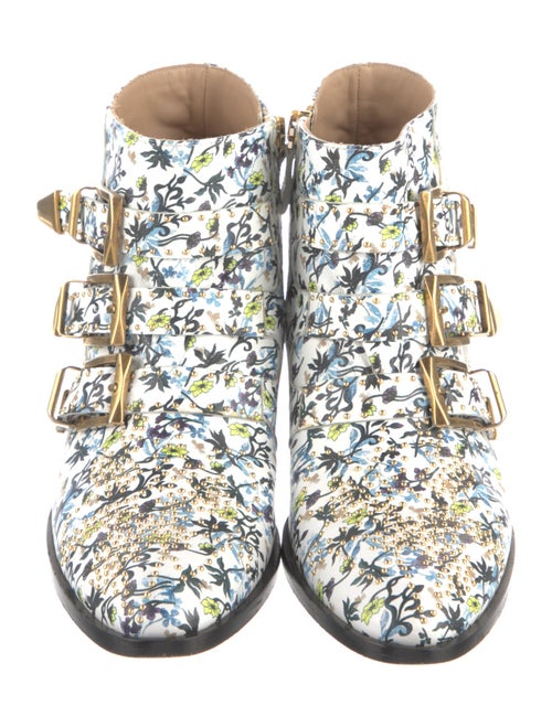 Chloé Leather Floral Print Boots