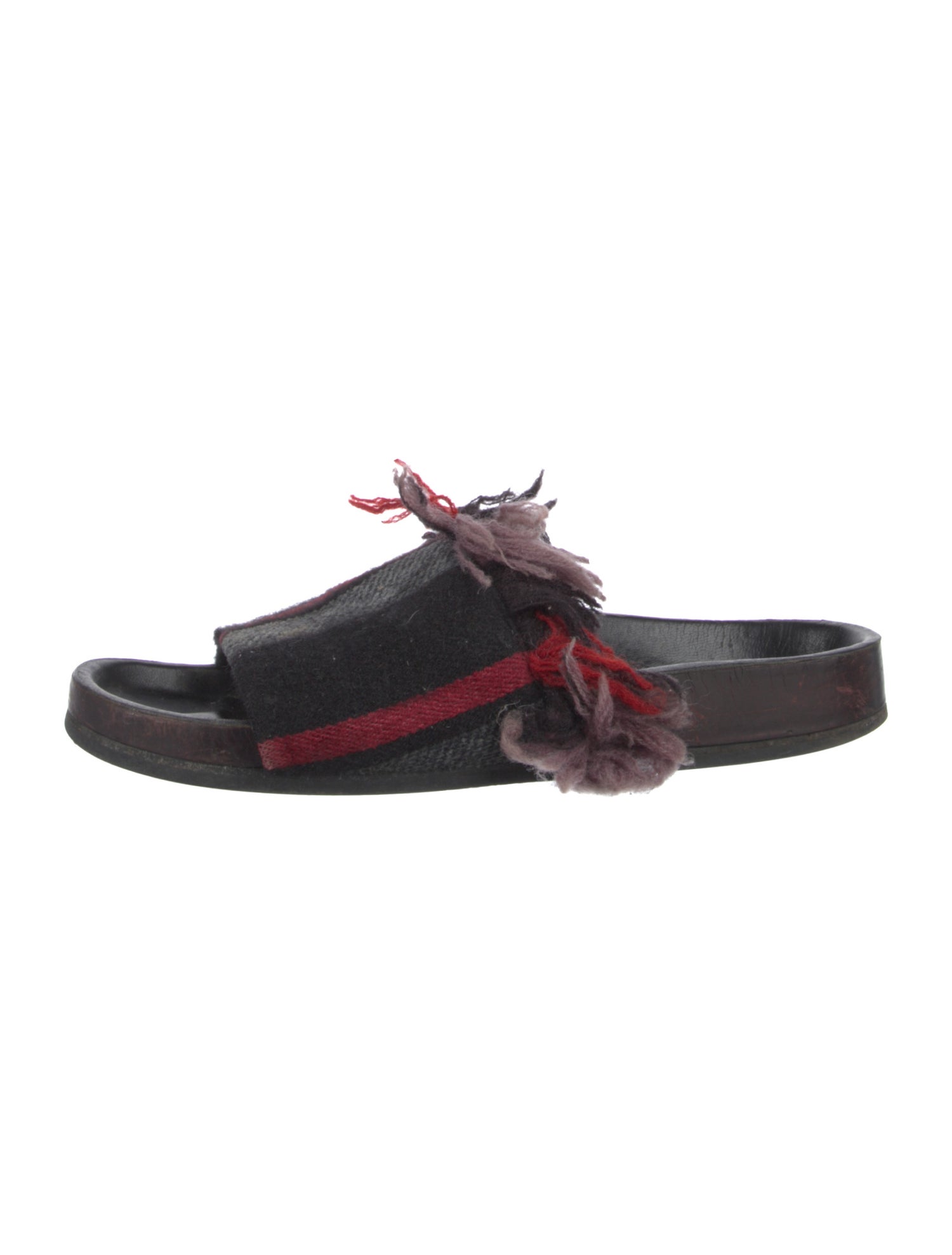 Chloé Wool Fringe Trim Accent Slides