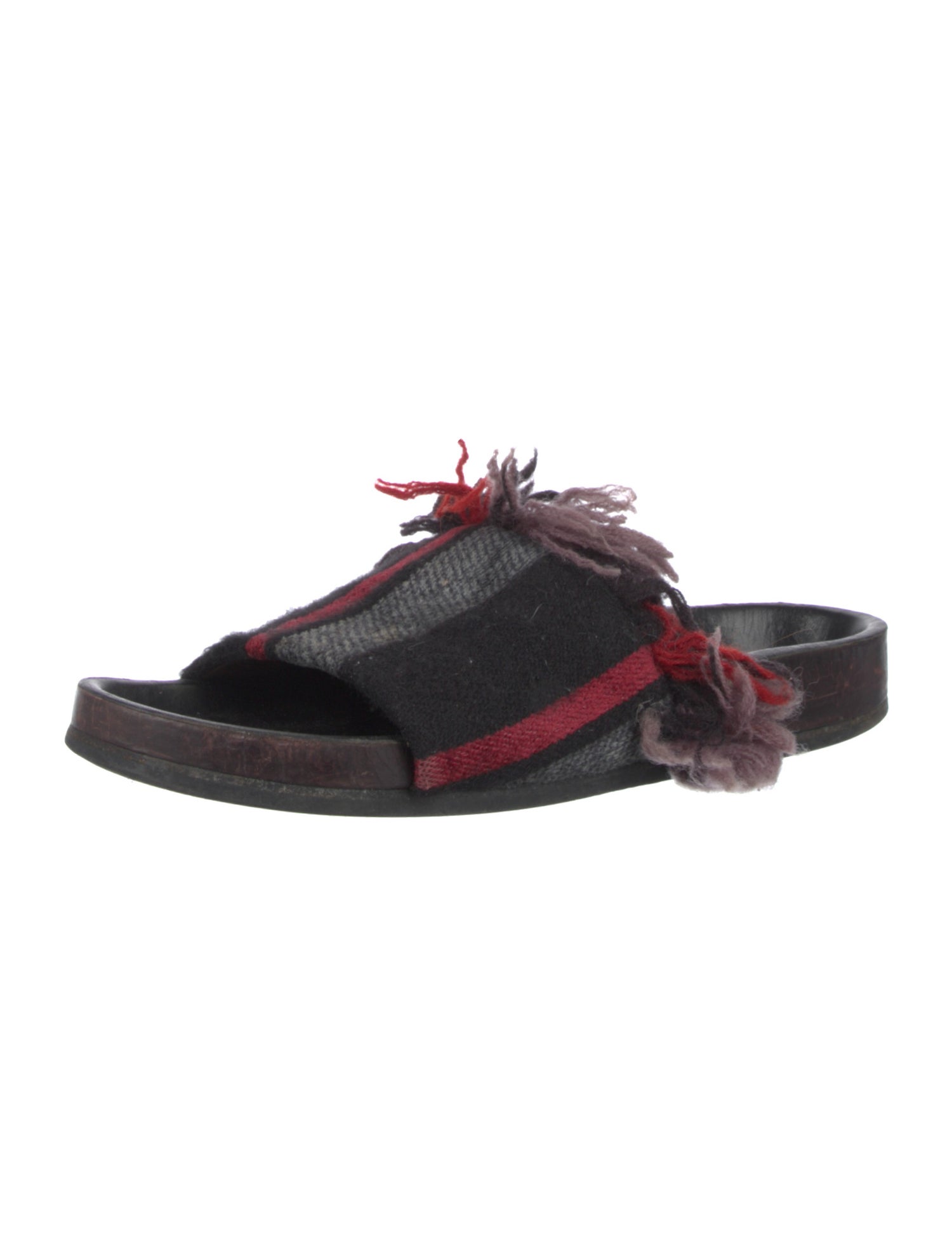 Chloé Wool Fringe Trim Accent Slides