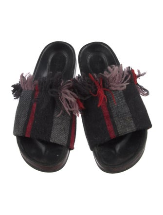 Chloé Wool Fringe Trim Accent Slides
