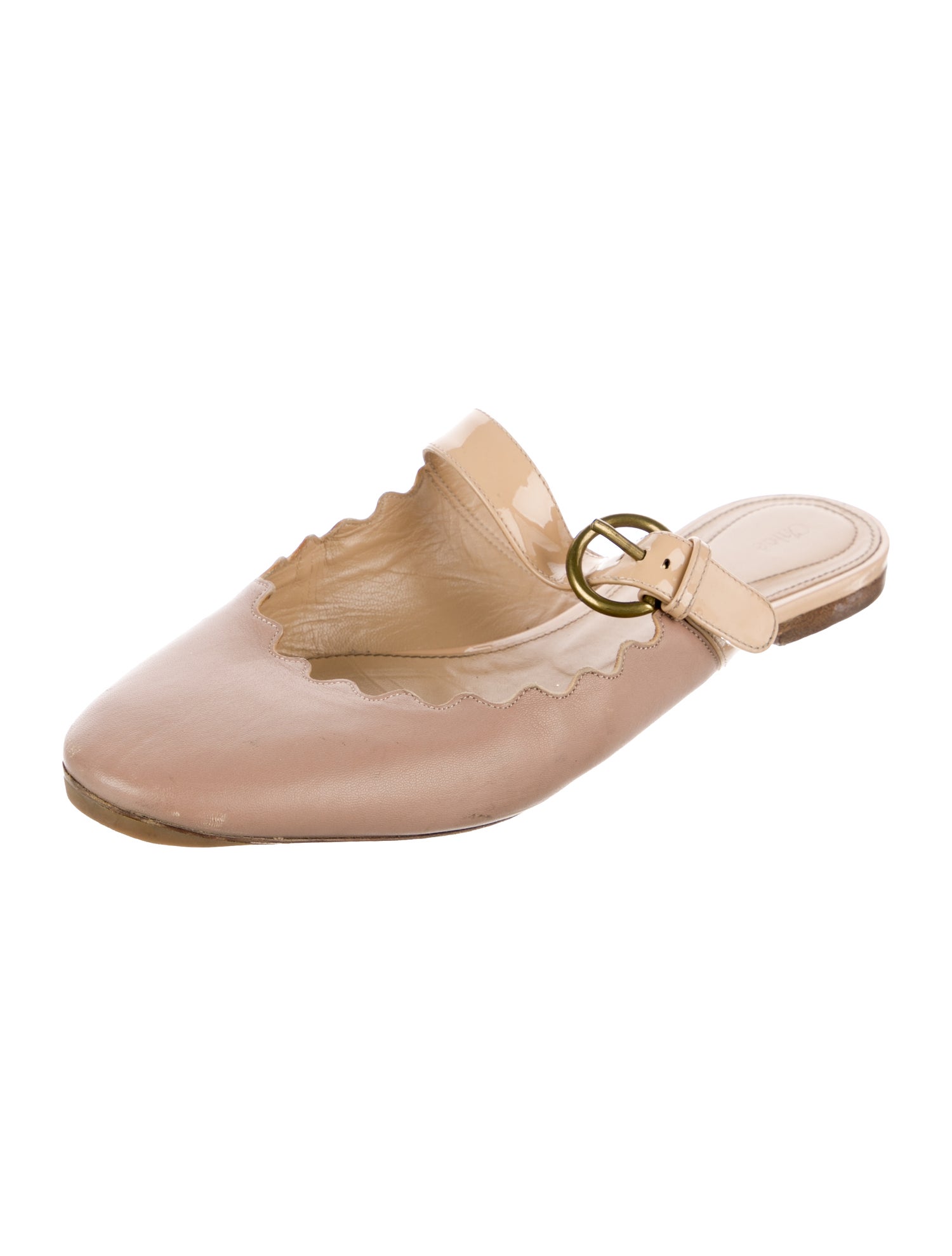 Chloé Leather Scalloped Accent Mules