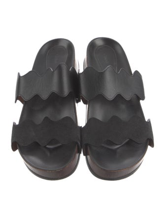Chloé Leather Scalloped Accent Slides