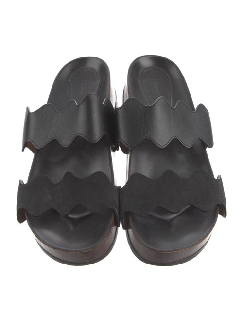 Chloé Leather Scalloped Accent Slides
